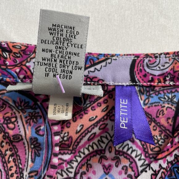 Catherines Women's Pink Blue Paisley Blouse Size‎ Petite 1XW Flowy Artsy Boho - Picture 6 of 13